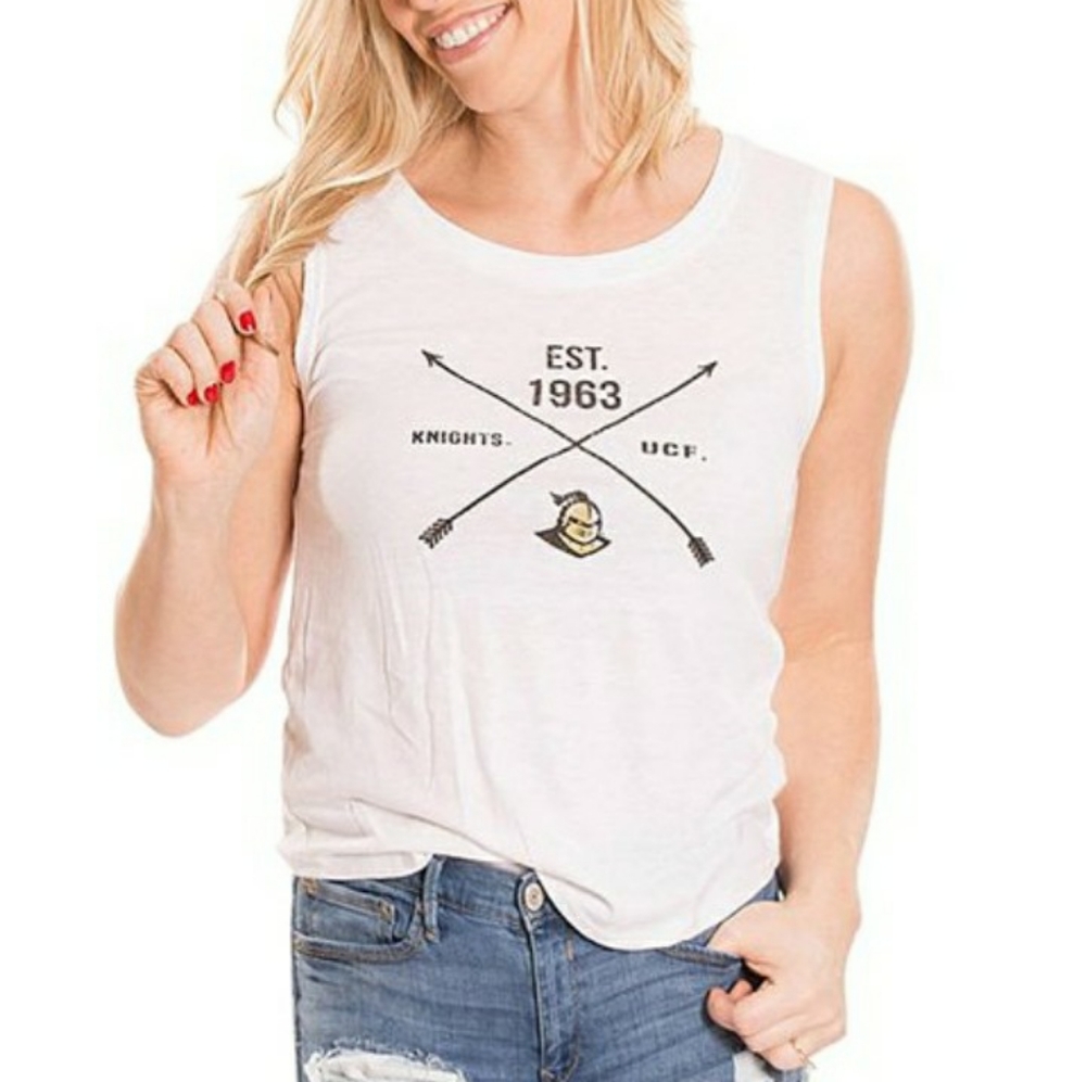 Women size L Muscle tank t shirt white Central Florida Knights